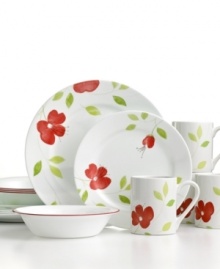 Paradise found. Tropical blooms and bands of coordinating color coupled with the lasting durability of Corelle lend the Garden Paradise dinnerware set to casual, carefree dining.