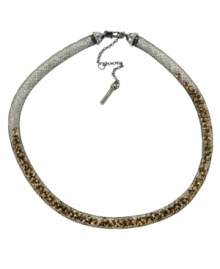 Down to the wire. Black mesh wire merges with chic cherry beads on this stylish collar necklace from Kenneth Cole New York. Crafted in hematite tone mixed metal, it works equally well for daytime or evening. Approximate length: 17 inches + 3-inch extender.