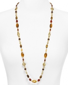 Lauren by Ralph Lauren channels exotic glamor with this beaded necklace. Crafted of 14 karat gold, its antique gold bead work and gorgeous marble-like stations have a far away feel.