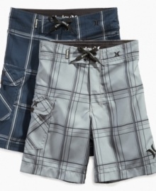 Not just for surfing. Comfortable and lightweight are these plaid boardshorts by Hurley