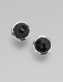 A simply chic style in sleek sterling silver with dark, faceted onyx stones. Sterling silverOnyxSize, about ½Post backImported 