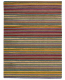 True colors. With vivid stripes in hues like marigold, ruby and sage, Nourison's irresistible Skyland rug is an instant mood-lifter in any space. The plush wool rug is enhanced with meticulous hand carving for beautiful detail and texture.