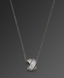 A simple twist takes your look a long way. CRISLU necklace features a traditional twist pendant covered in sparkling, round-cut cubic zirconias (1-1/8 ct. t.w.). Setting and chain crafted in hematite over sterling silver. Approximate length: 16 inches + 2-inch extender. Approximate drop: 3/8 inch.