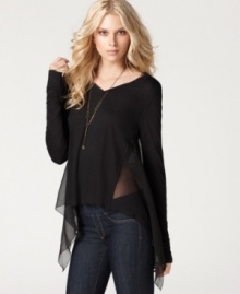 A little bit sexy and totally rock and roll, this Buffalo Jeans top is an easy way to infuse your look with edginess. Pair it with a cami and maxi skirt, or make it party-ready with jeans and heels!