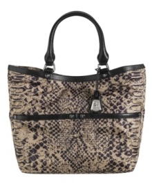 This take-anywhere tote by Cole Haan will get you where you need to go in style. A sleek python print and shiny silvetone hardware give this tote the right look for the office, happy hour or weekend adventure.