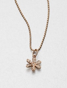 Pavé diamonds embellish this warm, 14k rose gold floral pendant on a ball chain. Diamonds, .06 tcw14k rose goldLength, about 16Pendant size, about .33Lobster clasp closureMade in Italy and imported