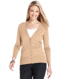 Charter Club's petite V-neck cardigan is an instant classic. Pair it with sleek pants in a cropped silhouette and an easy tee for everyday chic. (Clearance)