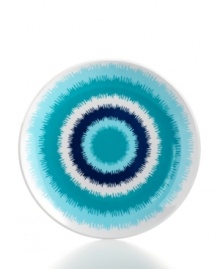 Make a splash with summer-perfect Ikat salad plates by Jonathan Adler. Casual melamine bursting with ocean blues helps take breakfast, lunch and dinner outside.