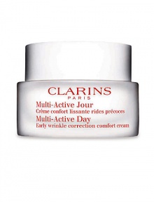 Early Correction. Continuous Protection. Visible Perfection. Multi-Active Day is the newest innovation from Clarins high performance skin care with new formulas and textures that prevent and visibly correct early signs of aging.Powerful and targeted early wrinkle control Reinforced and continuous antioxidant defense delivered directly to the skin Radiance boosting action Dermal-epidermal junction repair Dermatologist tested. Non-comedogenic 