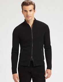 Luxuriously crafted in the finest Italian merino wool, a sleek full-zip sweater is tailored in a trim, contemporary silhouette for masculine polish.Double-zip frontSide zip pocketsMerino woolDry cleanMade in Italy