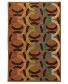 Inspired by mid-century mod motifs, the Artois Dainville area rug from Karastan offers a bold colorway in teal, henna and more for any room in need of a fashion-forward update. Thick and resilient underfoot, this plush piece is woven from 2-ply nylon pile, ensuring easy care and long-lasting wear.