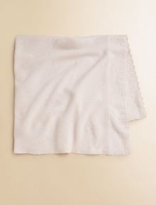 Rendered in an indulgent wool-cashmere blend, this charming blanket with scalloped edges provides soft and cozy coverage for baby.Scalloped edges33 X 29Wool/CashmereDry cleanImported