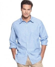 Dressed up or down, this woven Tommy Bahama button down shirt offers classic casual style.