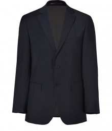 Streamlined and sleek, this wool blazer from Baldessarini brings elegant appeal to any ensemble - Notched lapels, long sleeves, two-button closure, flap pockets, double back vent - Tailored slim fit - Wear with matching pants, jeans, or chinos