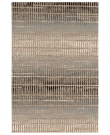 Pulling together distressed and ombre striping designs, the Jamestown area rug from Kenneth Mink boasts unique texture in its carved detailing and dense, yet luxurious pile. Made in Turkey of durable heat-set polypropylene for pure style that endures.