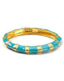 Always have something striking up your sleeve with this gold and turquoise bangle from Kenneth Jay Lane. Designed to resemble bamboo, it's a natural choice.