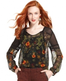 Go for dark winter florals with this Kensie chiffon blouse -- perfect for a pop of print and color!