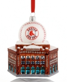 Snow delay? Ensure not even the weather comes between baseball fans and the Boston Red Sox with the wintry Fenway Park ornament by Kurt Adler.