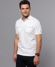 Simple classic style. This polo shirt from Tommy Hilfiger keeps your weekend look ultra easy.