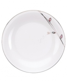 Hummingbirds twirl and buzz from flowery pink leaves to blue on the dreamy bone china dinner plates from Lenox Lifestyle dinnerware. The dishes from the Silver Song collection are crisscrossed with platinum branches and abound with fanciful springtime delight and irresistible modern charm. Qualifies for Rebate