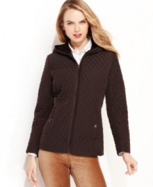 Whether you're layering it or wearing it alone, Esprit's diamond-quilted petite jacket exudes classic, sporty chic.