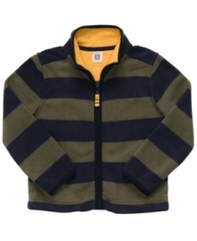 A tried-and-true classic. Your little man will look his best in a striped microfleece jacket from Carter's.