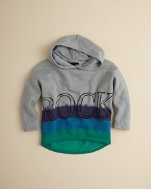 This rockin' hoodie spells it out in plain English, adding a splash of tie dye to finish the look.