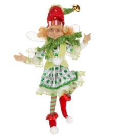 A unique & joyous celebration of Christmas, the Snowball Pixie figurine features vibrant red and green fabrics and cute snowball accents to bring a festive feel to your holiday setting. An intricately crafted design from Mark Roberts.