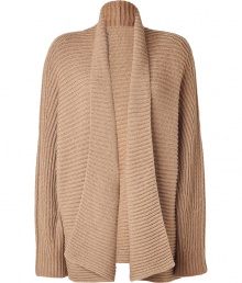 With a trend-right open silhouette, this camelhair cardigan from Jil Sander highlights the look of the new season - Shawl collar, long sleeves, boxy open silhouette, ribbed - Wear with skinny jeans, a worn-in tee, and high heel booties