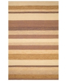 Variegated striping in several sand and earthy tones creates an effortless update in this Promenade area rug from Liora Manne. Hand-tufted, ultra-durable and so easy to clean, it is UV light stabilized to resist fading, whether used indoors or out.