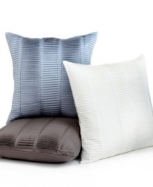 Rows of detailed pleating give this Hotel Collection decorative pillow a decidedly modern appeal. Featuring pure Pima cotton; zipper closure.