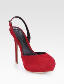 A piercing heel heightens this velvety suede pump with an adjustable slingback strap. Self-covered heel, 5¼ (130mm)Hidden platform, 1½ (40mm)Compares to a 3¾ heel (95mm)Suede upperAdjustable slingback strapLeather lining and solePadded insoleImported