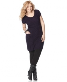 Love Squared's short sleeve plus size sweater dress and leggings make a perfect match!