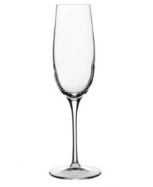 Smart style and sound construction make Crescendo champagne flutes sing. A simply sleek silhouette for anytime enjoyment is crafted in Luigi Bormioli's SON.hyx, a revolutionary glass that's guaranteed to resist chipping and discoloration for 25 years. This set of toasting flutes combines technology and elegance in the highest quality stemware available.