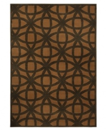 A simple, overlapping pattern in rich rust presents dramatic dimension in this Zanzibar area rug from Sphinx. Its streamlined, low-cut pile and durable construction offer a handsome, understated finish to any room. (Clearance)