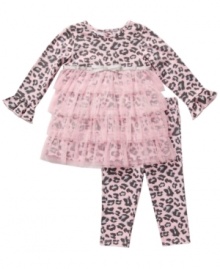 Explore the exotic with this fun animal-print shirt and legging set from Sweet Heart Rose.