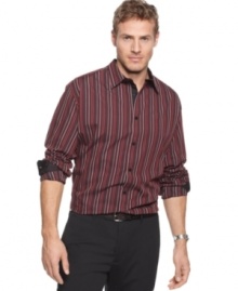 Stay inside the lines of style and comfort with this long-sleeved shirt from Alfani Black.