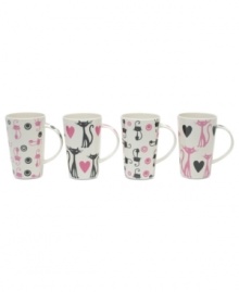 A must for feline fanatics, the Pussy Cat mugs gift set from Maxwell & Williams features a retro shape and bold graphics to pep up your regular routine.