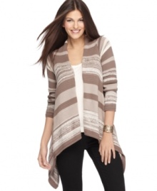 Add a pop of pattern to your look with this striped Alfani cardigan -- layer it under a fitted blazer for a modern appeal!