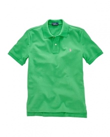 Rendered in lightweight, breathable cotton mesh, this classic polo features the requisite embroidered pony at the chest.