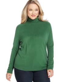 Stock up on the classic style of Debbie Morgan's plus size turtleneck sweater-- snag one in every color!