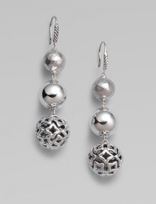 From the Elements Collection. A triple drop of sterling silver with hammered bead at the top.Sterling silver Length, about 1½ Width, about ½ Ear wire Imported 