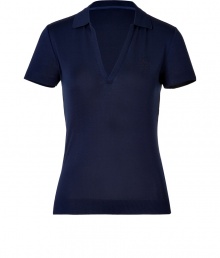 Detailed in super soft mercerized cotton with a feminine open neckline, Ralph Laurens polo is a contemporary take on this iconic style - Small collar, open placket, short sleeves, tonal embroidered polo player at chest - Slim fit - Wear with your favorite jeans and just as bright loafers