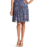 INC's pleated skirt transitions easily between seasons, while a swirling paisley-print chiffon fabric lends an exotic touch!