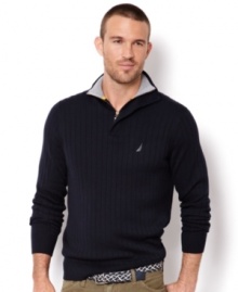 When the temperature drops, heat up your sweater style in this Nautica class with a twist.