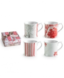 A perfect fit for classic tables, French Linens mugs from Rosanna combine the look of vintage textiles with the sleek durability of porcelain. With a coordinating box, it's a charming gift.