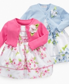 She'll be ready to dance the day and night away in this flowery dress and cardigan set from Sweet Heart Rose.