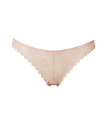 Sultry blush crochet lace string thong - This sexy and sweet thong is perfect under any outfit - Adorable crochet detail and versatile blush color - Made by high-end intimate apparel brand Kiki de Montparnasse