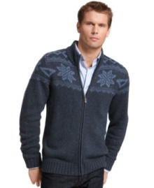 Class up any outfit instantly with this fairisle-print cardigan from Izod.