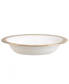 Like fine mesh ribbons, a crisscross of gold bands with platinum accents create this delightfully rustic dinnerware pattern. A beautiful way to bring homespun charm to formal events or exquisite style to every meal.